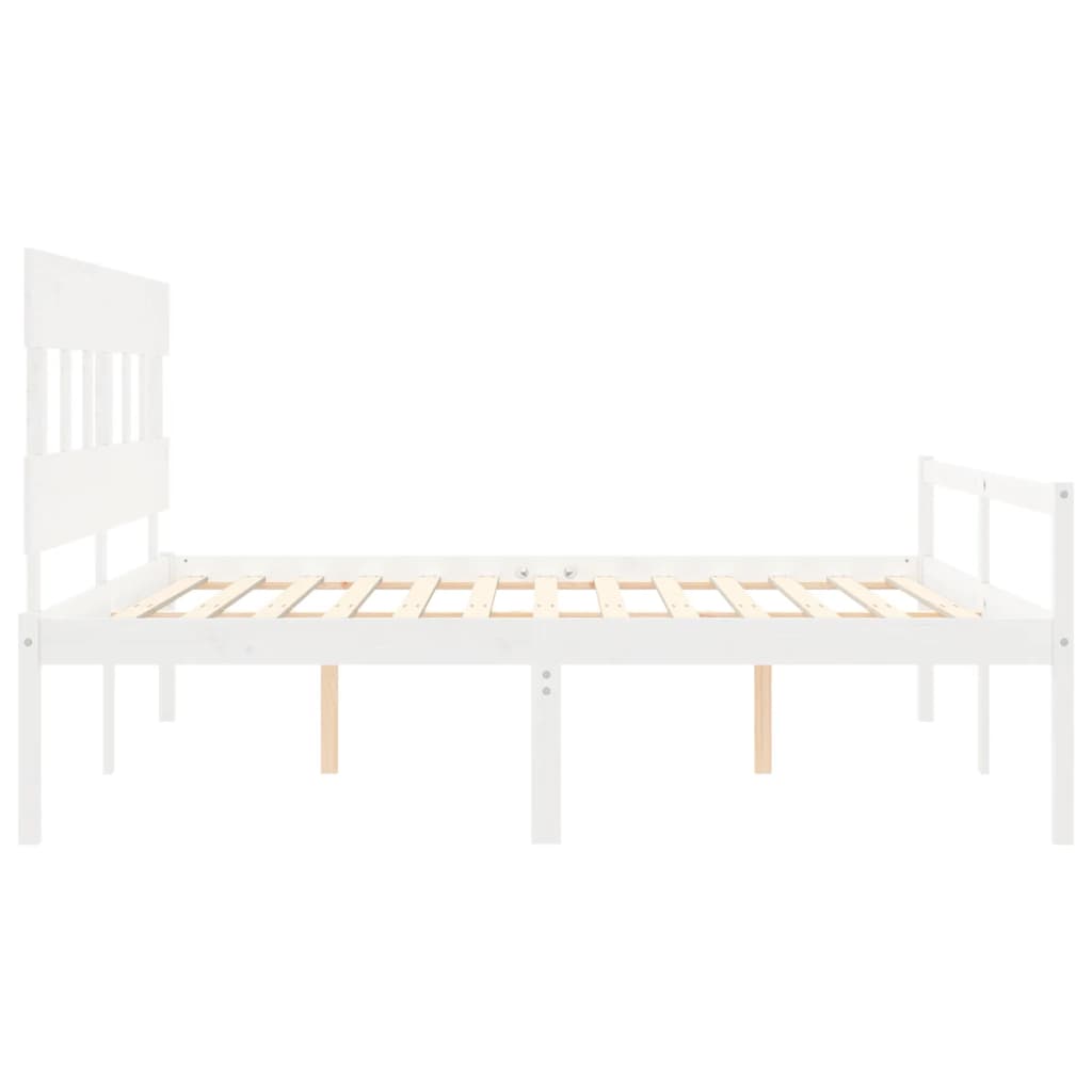 fehér tömör fa ágy időseknek fejtámlával 200x200 cm