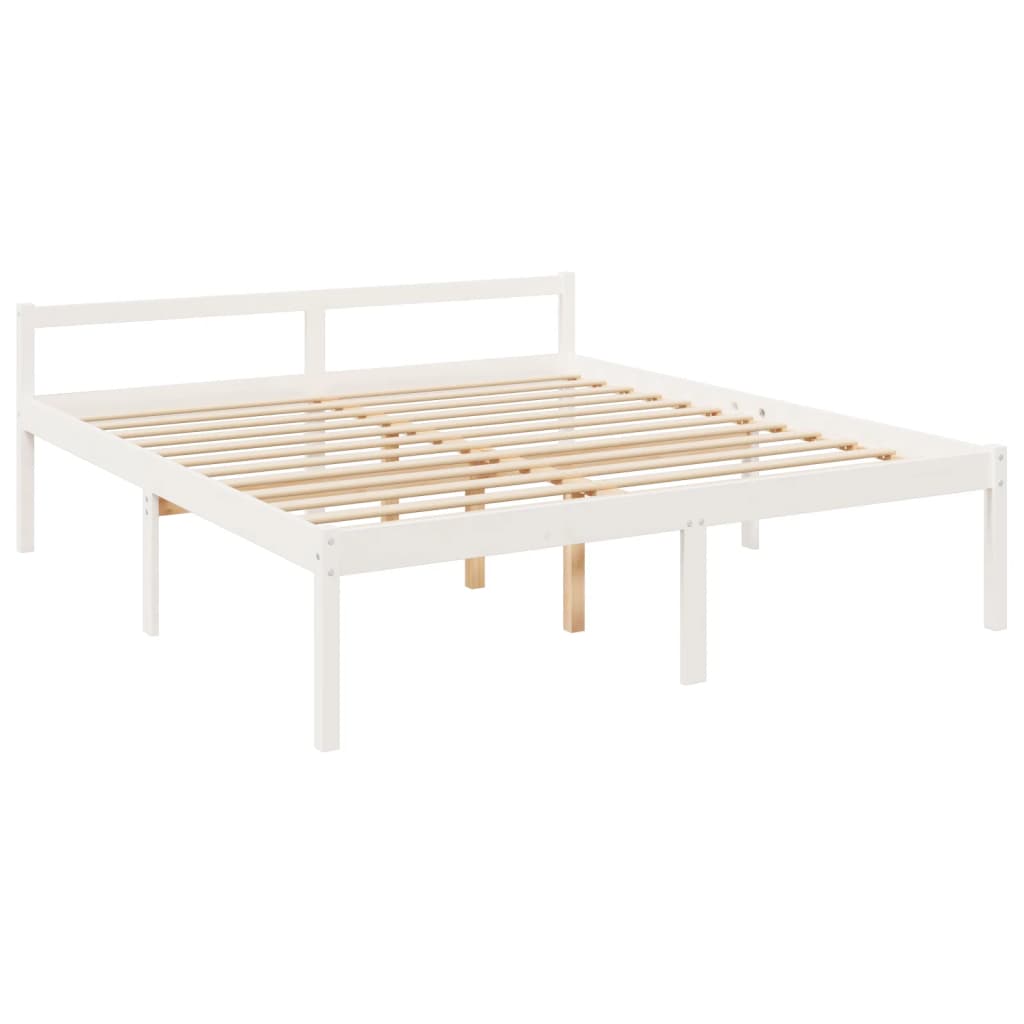 fehér tömör fa ágy időseknek fejtámlával 200x200 cm