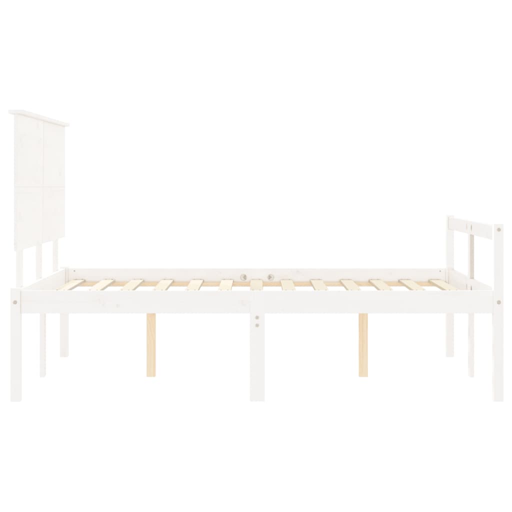 fehér tömör fa ágy időseknek fejtámlával 120x200 cm
