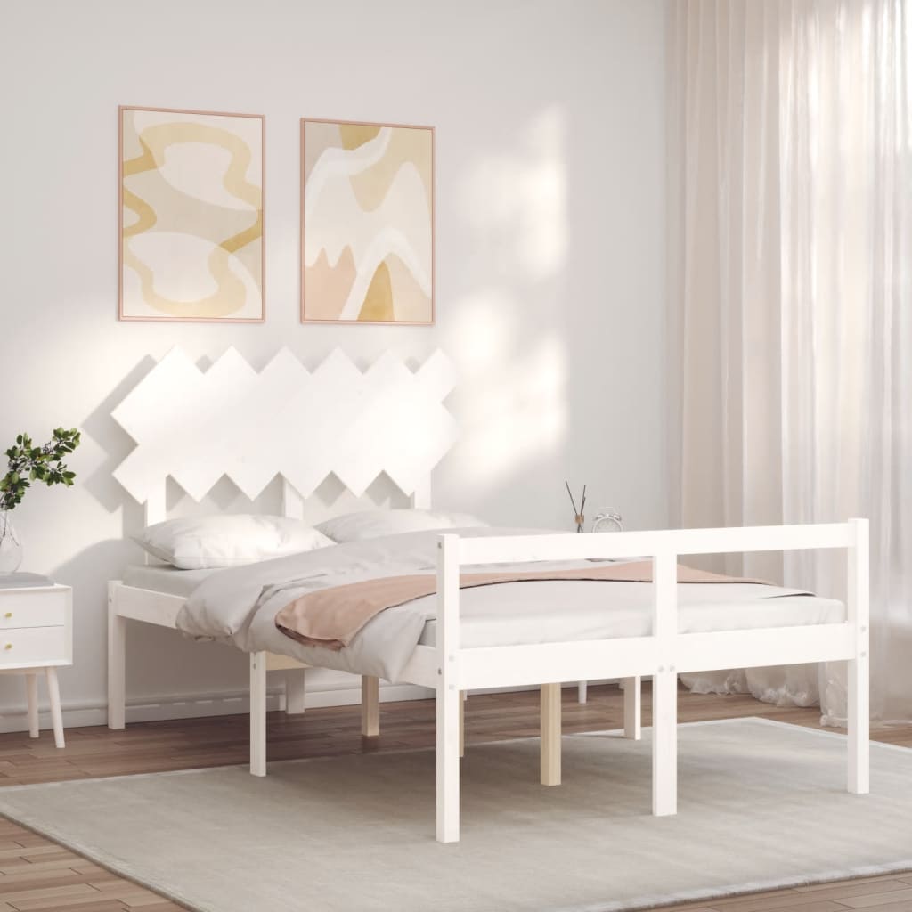 fehér tömör fa ágy időseknek fejtámlával 120x200 cm