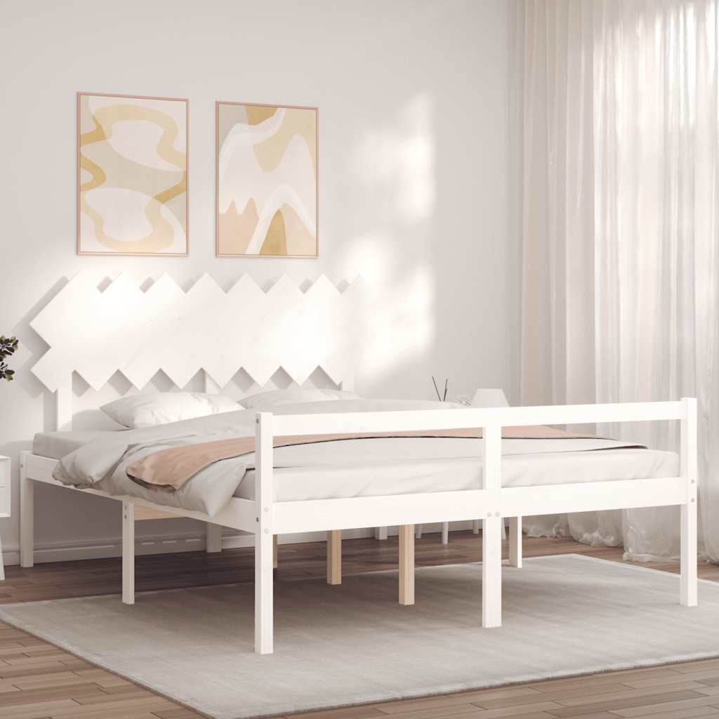 fehér tömör fa ágy időseknek fejtámlával 160x200 cm