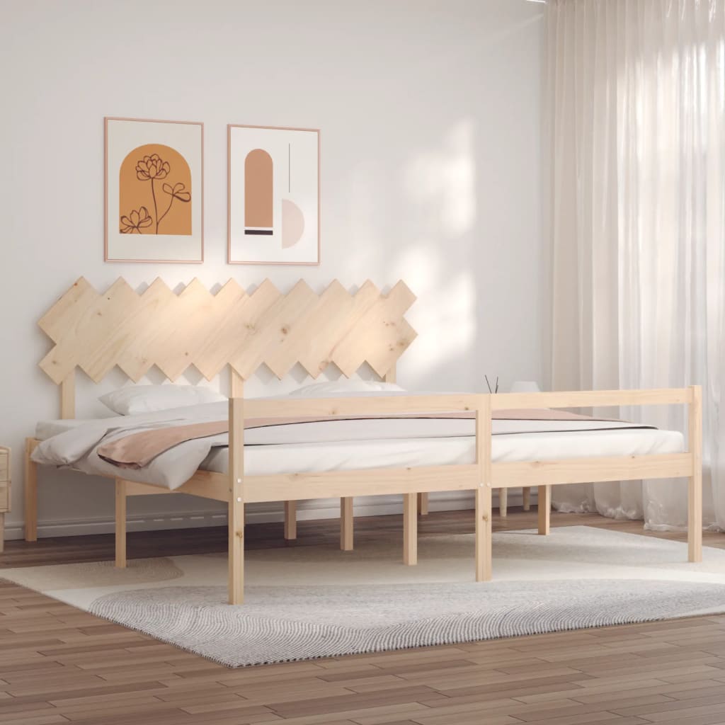 tömör fa ágy időseknek fejtámlával 200x200 cm