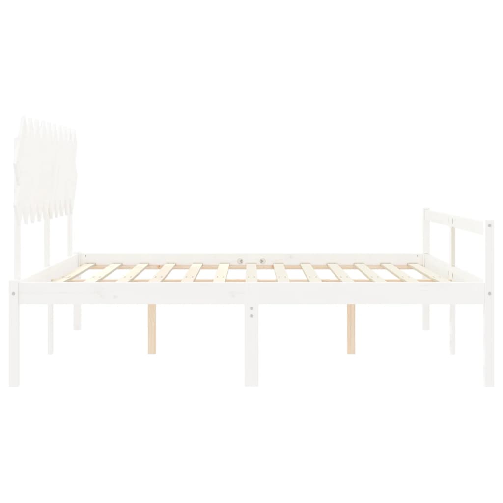 fehér tömör fa ágy időseknek fejtámlával 200x200 cm