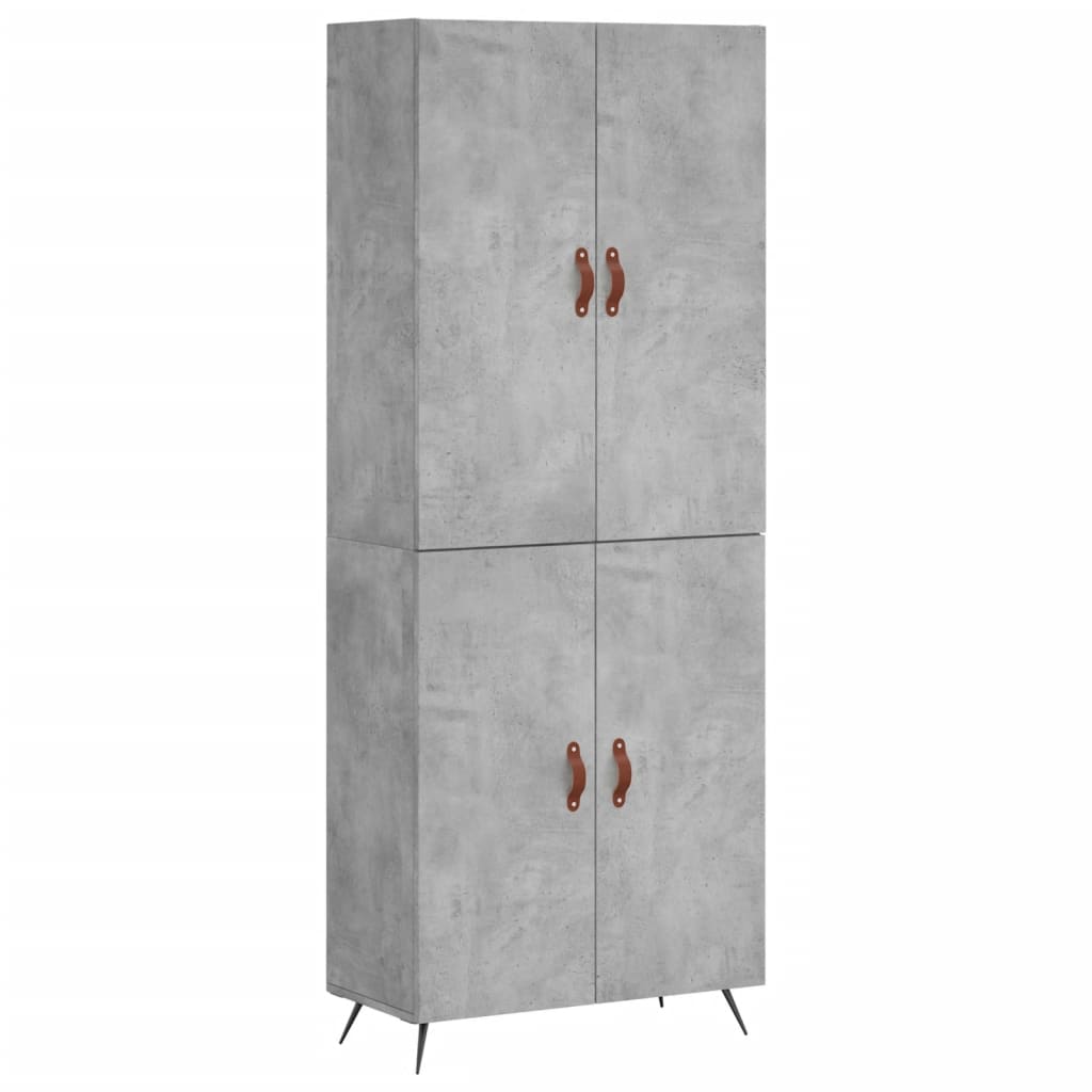 betonszürke szerelt fa magasszekrény 69,5 x 34 x 180 cm