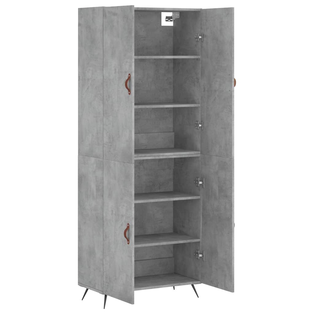 betonszürke szerelt fa magasszekrény 69,5 x 34 x 180 cm