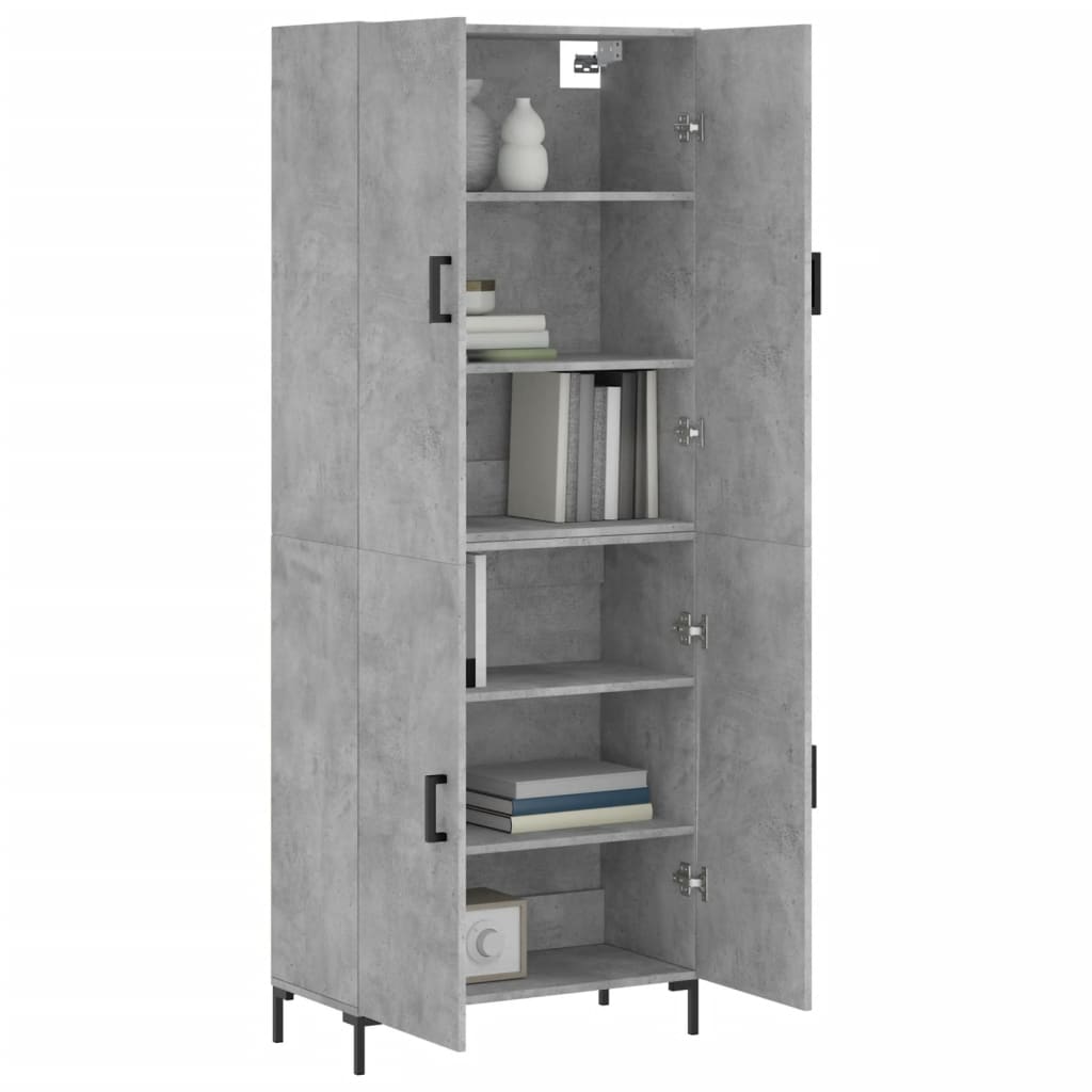 betonszürke szerelt fa magasszekrény 69,5 x 34 x 180 cm