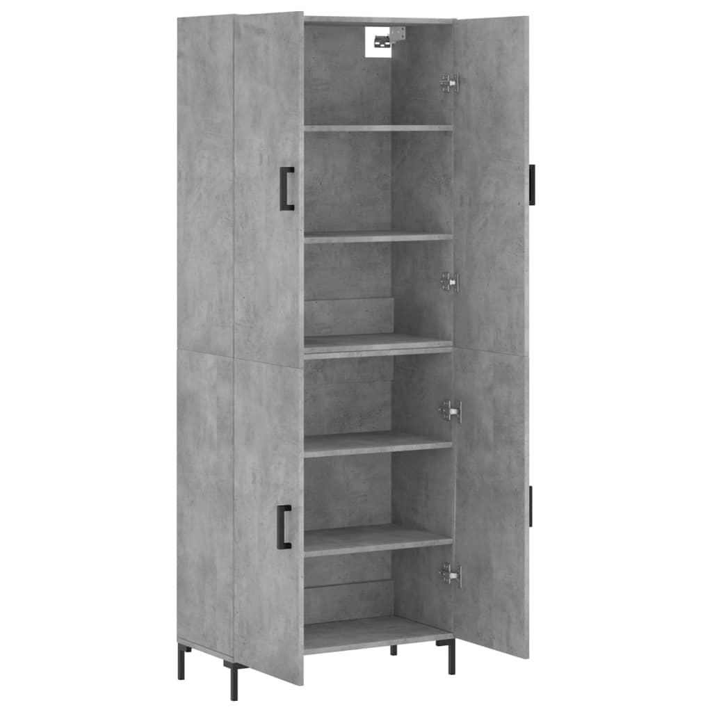 betonszürke szerelt fa magasszekrény 69,5 x 34 x 180 cm