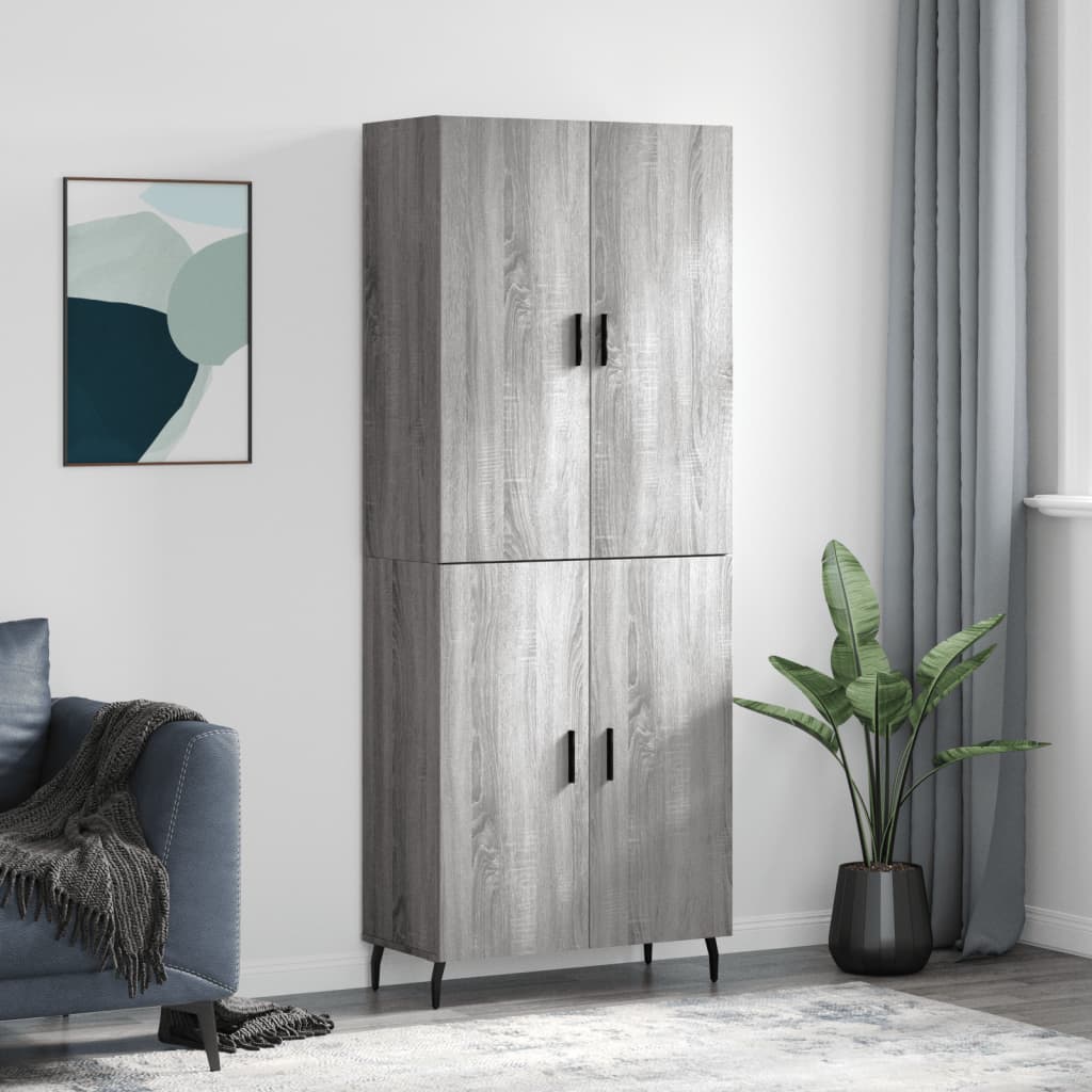szürke sonoma szerelt fa magasszekrény 69,5 x 34 x 180 cm