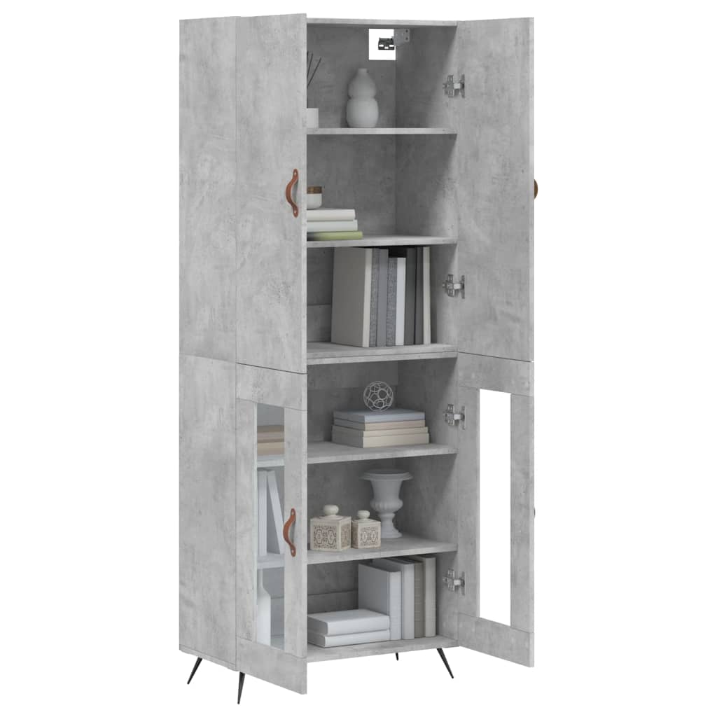 betonszürke szerelt fa magasszekrény 69,5 x 34 x 180 cm