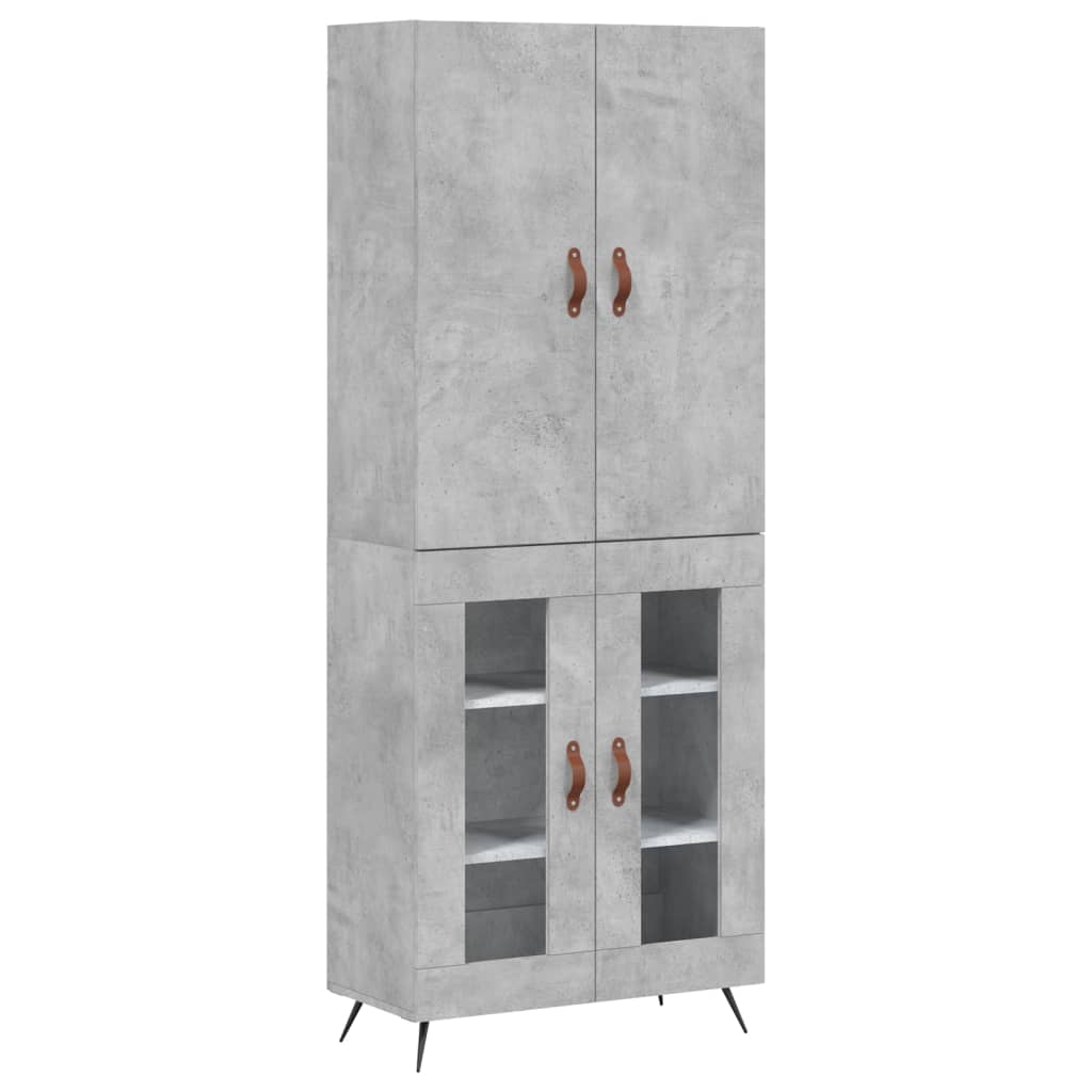 betonszürke szerelt fa magasszekrény 69,5 x 34 x 180 cm