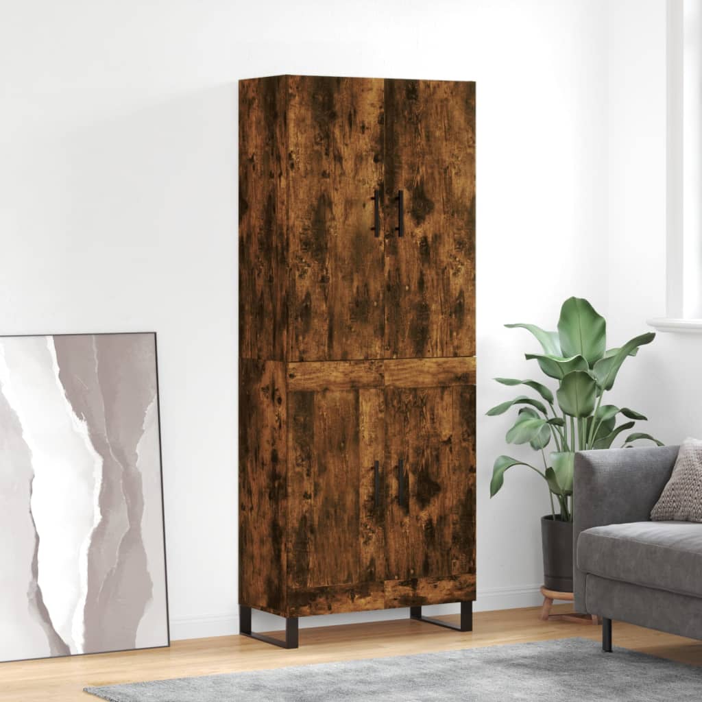 füstös tölgy színű szerelt fa magasszekrény 69,5 x 34 x 180 cm