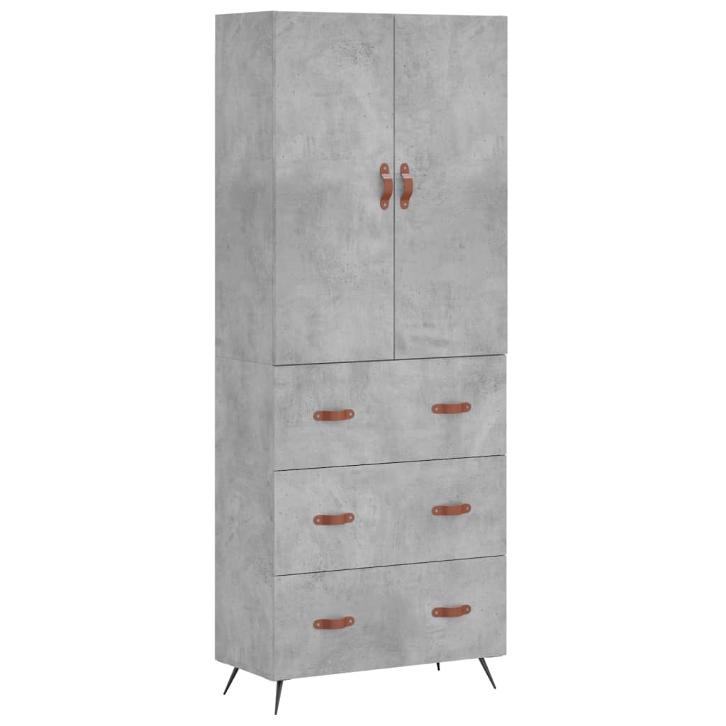 betonszürke szerelt fa magasszekrény 69,5 x 34 x 180 cm