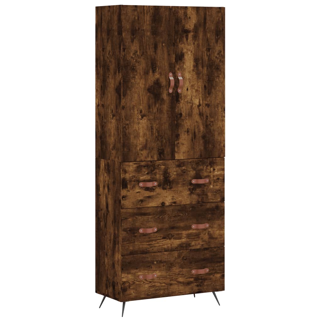 füstös tölgy színű szerelt fa magasszekrény 69,5 x 34 x 180 cm