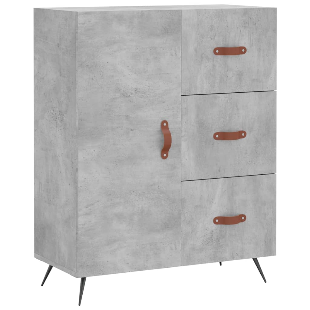 betonszürke szerelt fa magasszekrény 69,5 x 34 x 180 cm
