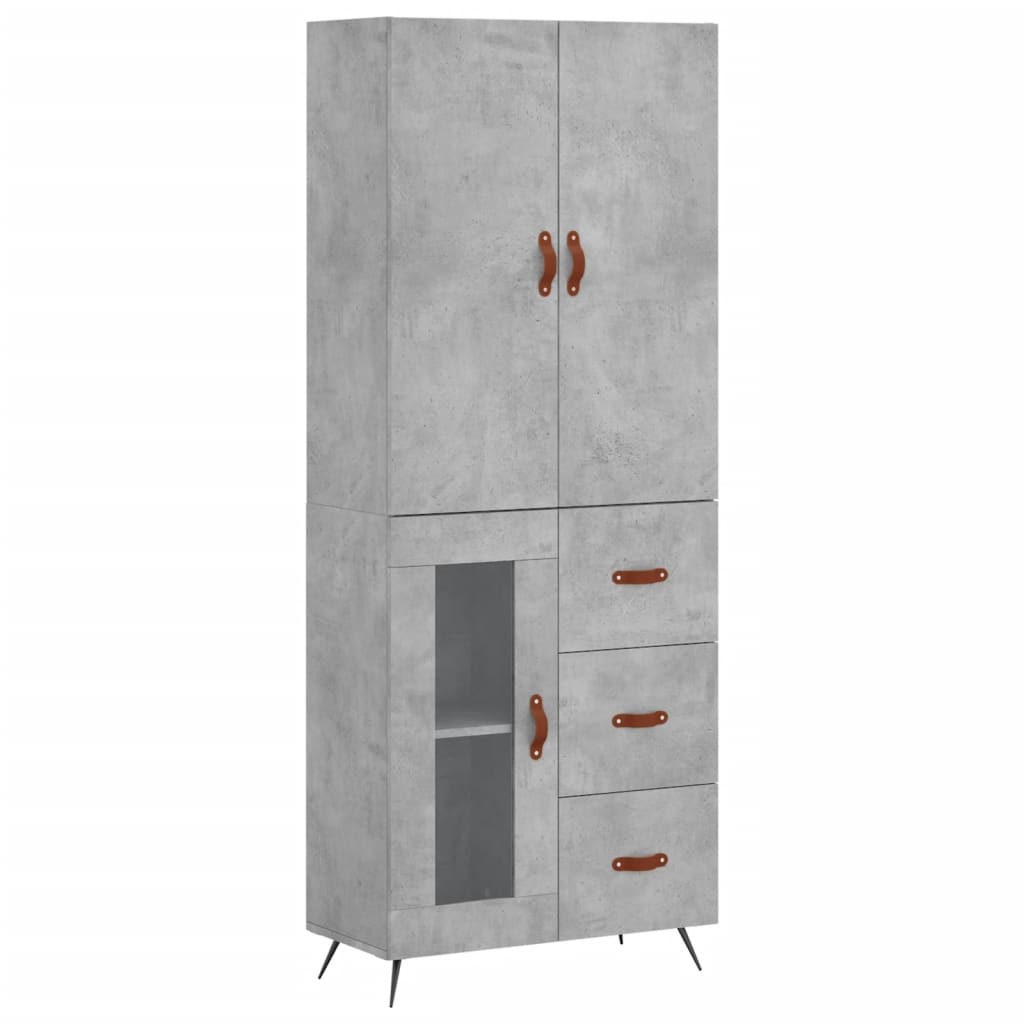 betonszürke szerelt fa magasszekrény 69,5 x 34 x 180 cm