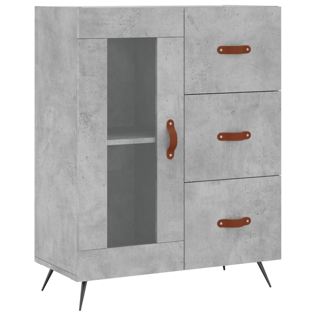 betonszürke szerelt fa magasszekrény 69,5 x 34 x 180 cm