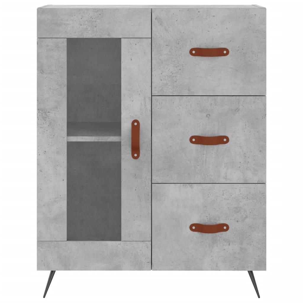 betonszürke szerelt fa magasszekrény 69,5 x 34 x 180 cm