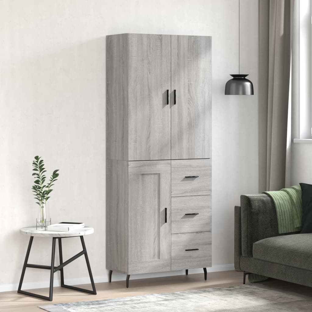 szürke sonoma szerelt fa magasszekrény 69,5 x 34 x 180 cm