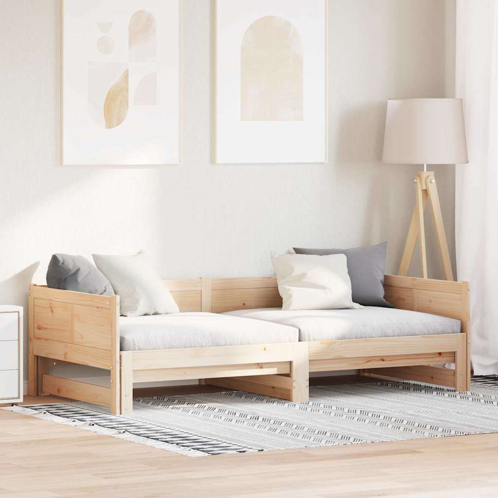Kihúzható nappali ágy Barna 203,5 x 184 x 56,5 cm Tömör fenyőfa