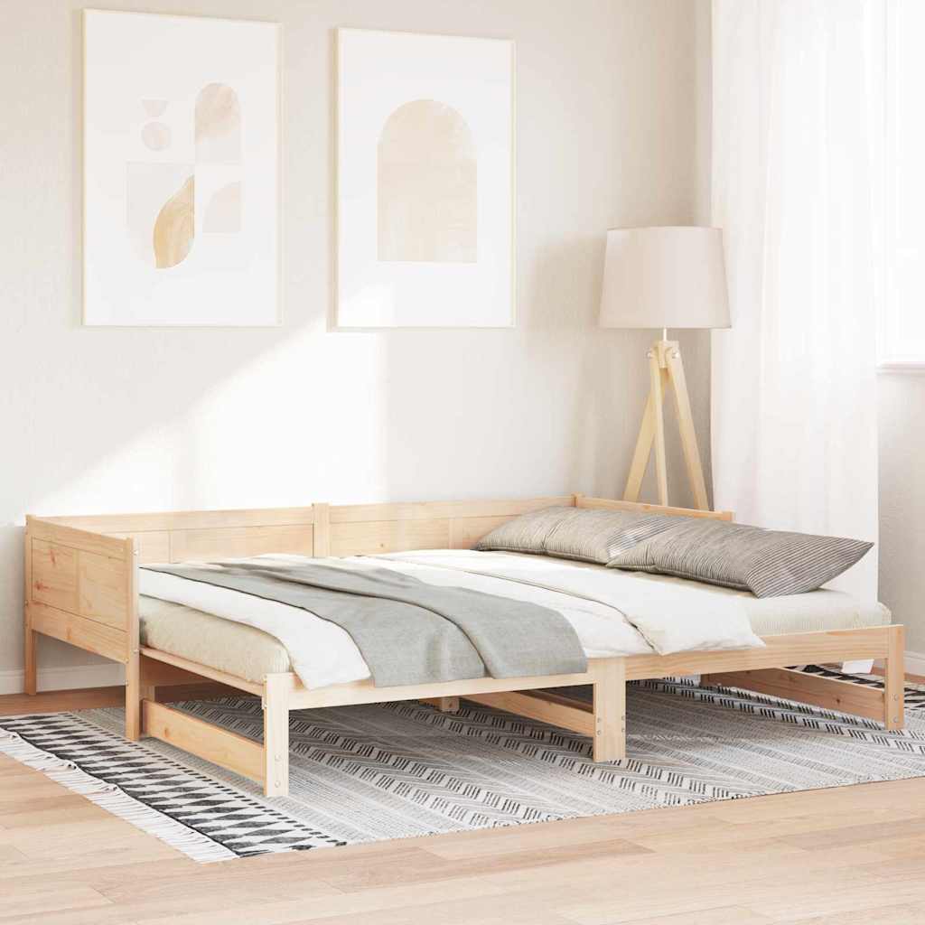 Kihúzható nappali ágy Barna 203,5 x 184 x 56,5 cm Tömör fenyőfa
