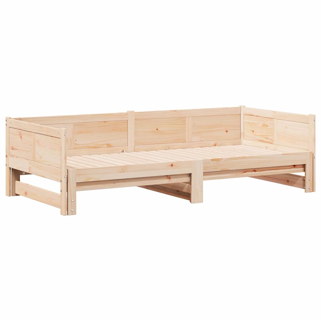Kihúzható nappali ágy Barna 203,5 x 184 x 56,5 cm Tömör fenyőfa