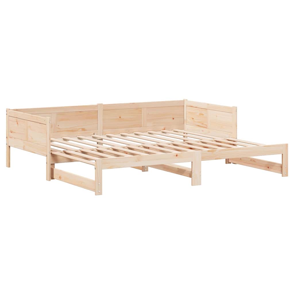 Kihúzható nappali ágy Barna 203,5 x 184 x 56,5 cm Tömör fenyőfa