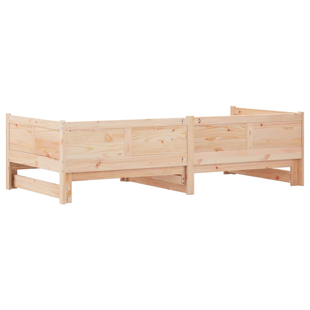 Kihúzható nappali ágy Barna 203,5 x 184 x 56,5 cm Tömör fenyőfa