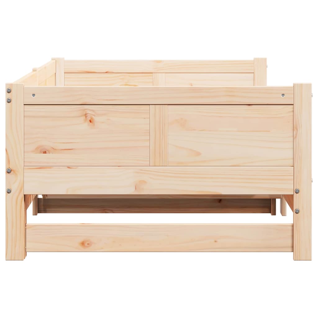 Kihúzható nappali ágy Barna 203,5 x 184 x 56,5 cm Tömör fenyőfa