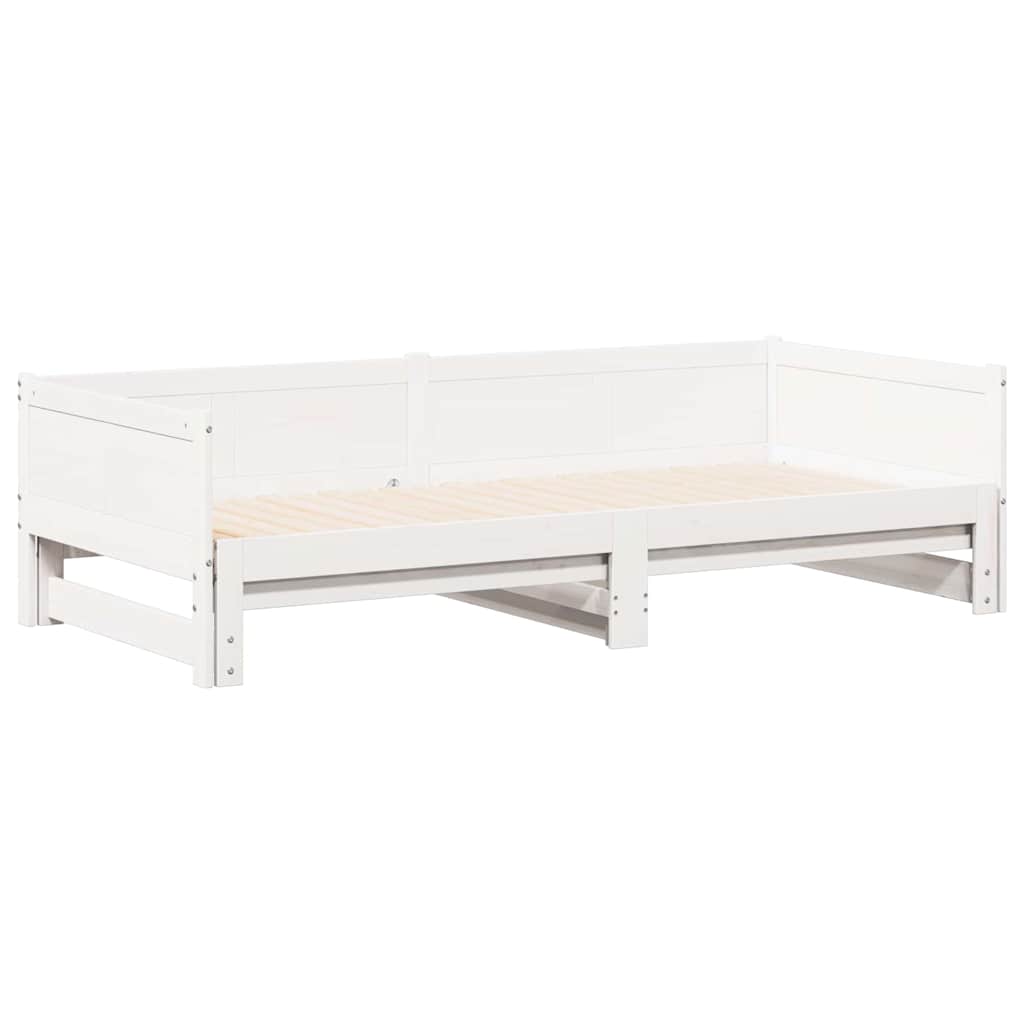 Kihúzható nappali ágy Fehér 203,5 x 184 x 56,5 cm Tömör fenyőfa