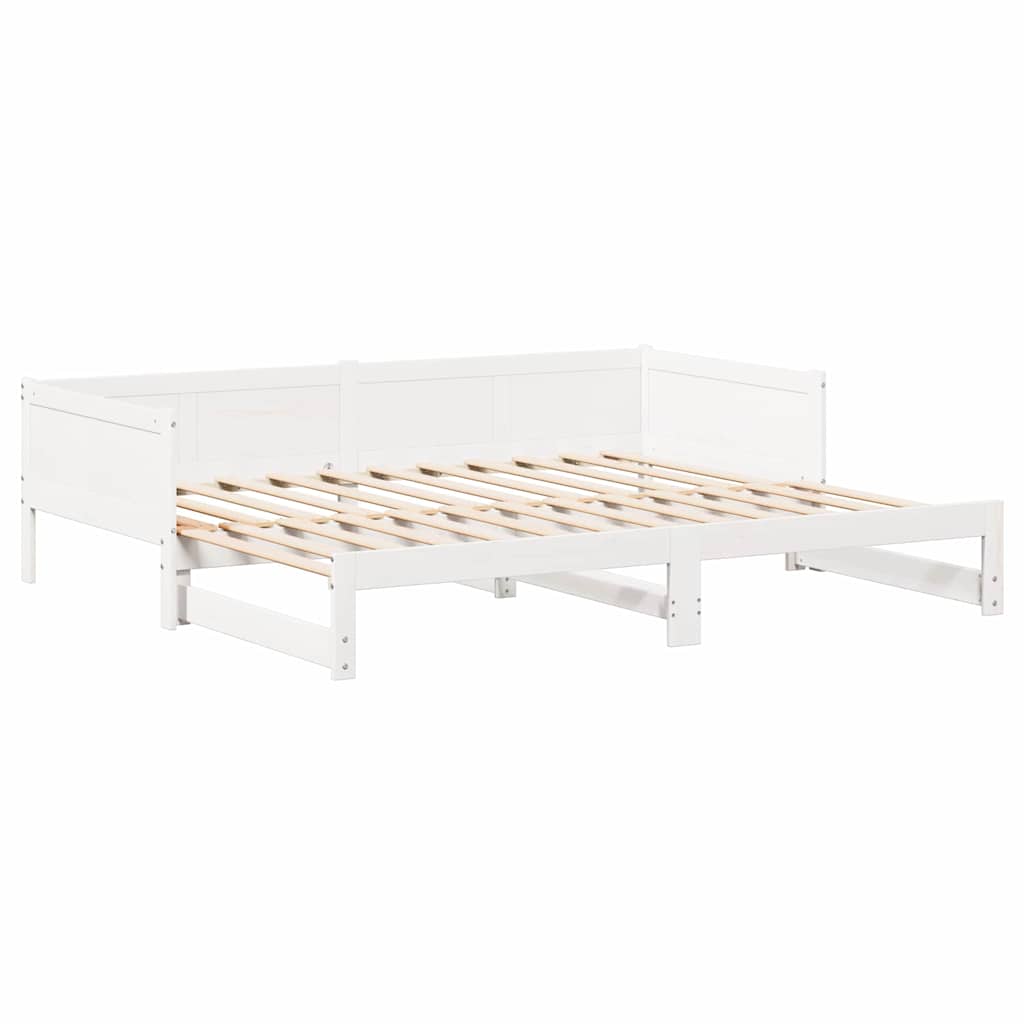 Kihúzható nappali ágy Fehér 203,5 x 184 x 56,5 cm Tömör fenyőfa