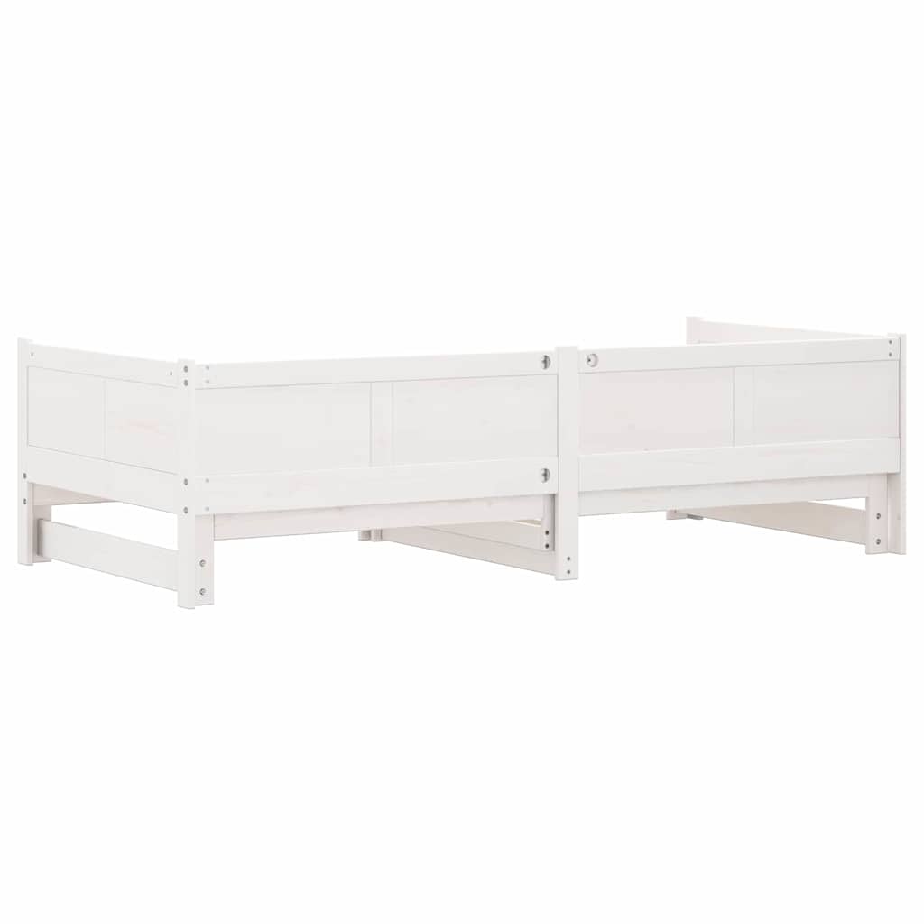 Kihúzható nappali ágy Fehér 203,5 x 184 x 56,5 cm Tömör fenyőfa