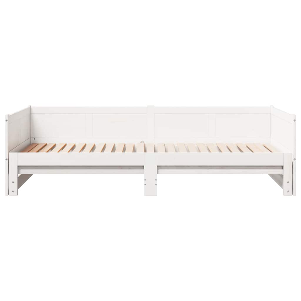 Kihúzható nappali ágy Fehér 203,5 x 184 x 56,5 cm Tömör fenyőfa
