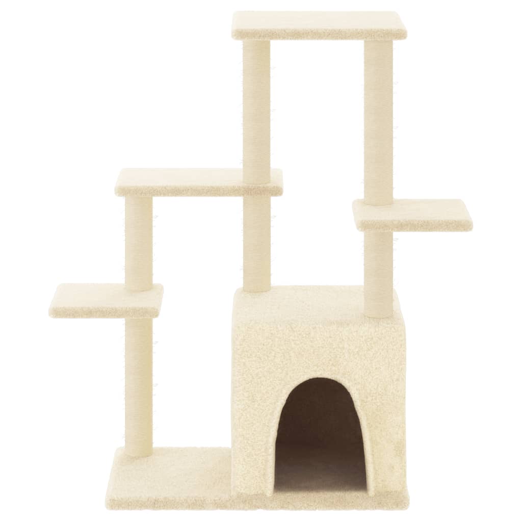 krémszínű macskabútor szizál kaparófákkal 97,5 cm