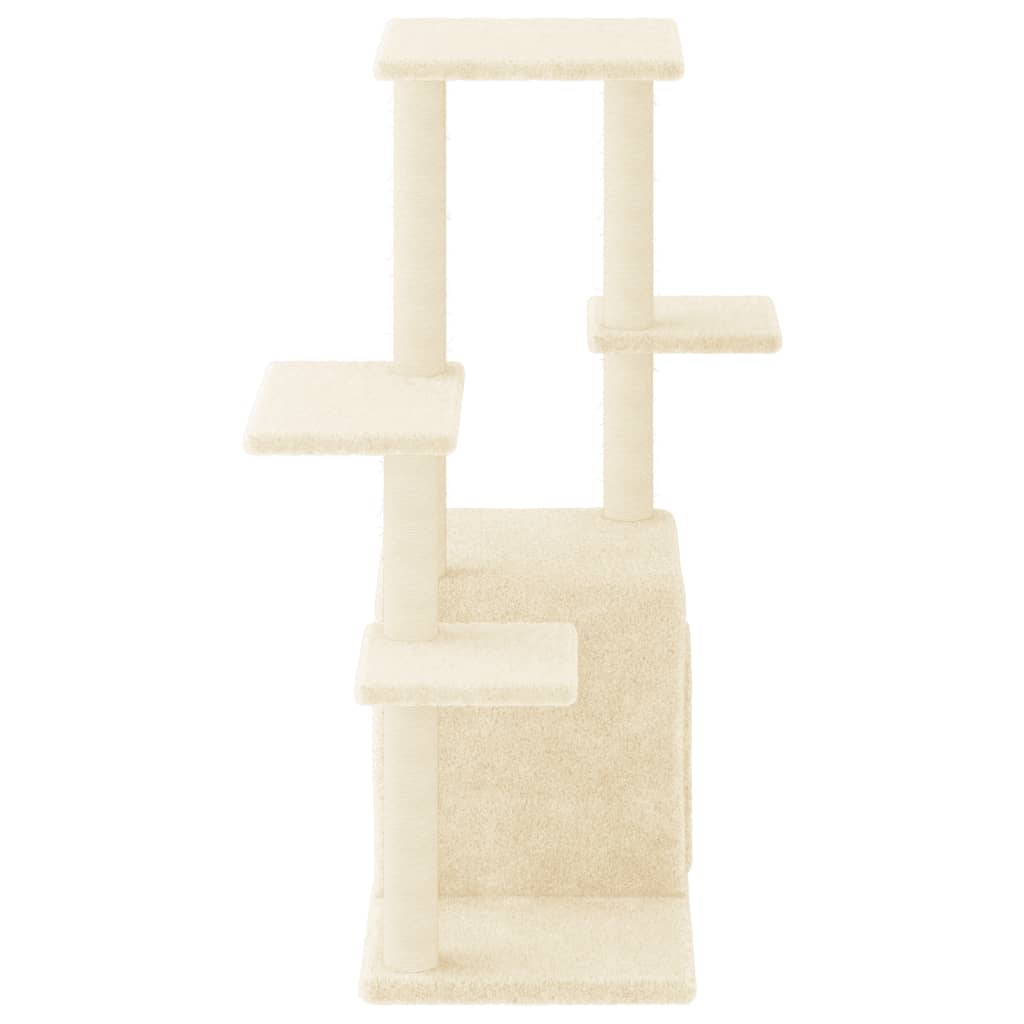 krémszínű macskabútor szizál kaparófákkal 97,5 cm