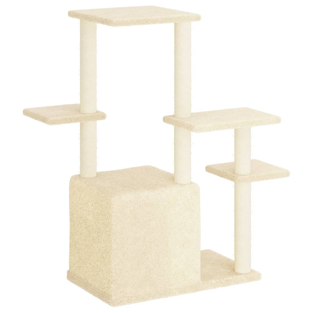 krémszínű macskabútor szizál kaparófákkal 97,5 cm