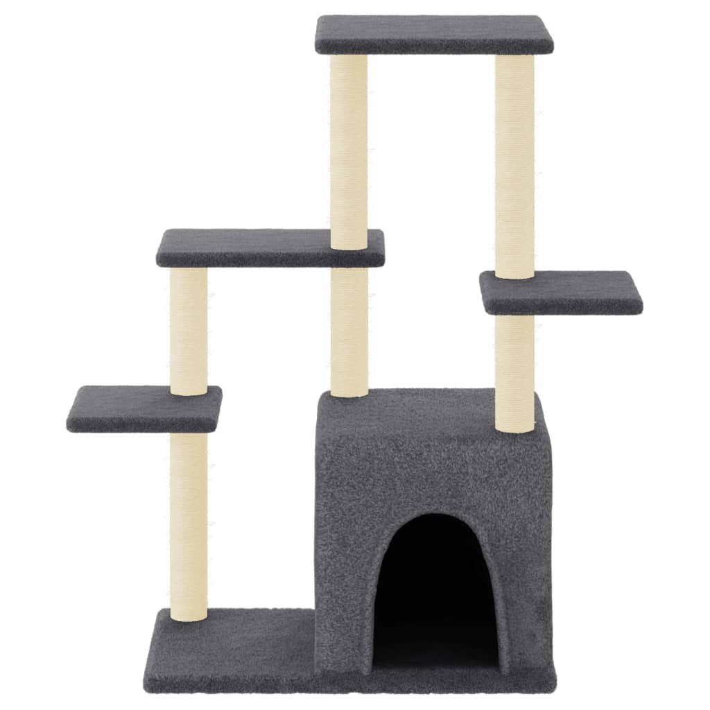 sötétszürke macskabútor szizál kaparófával 97,5 cm