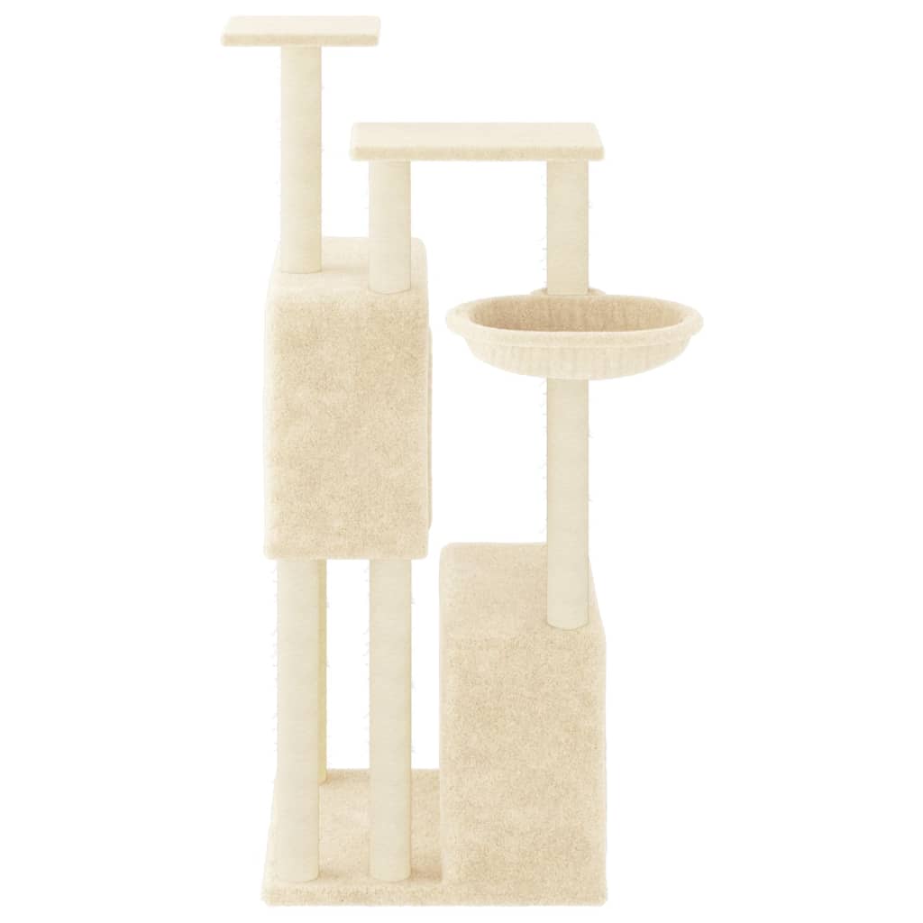 krémszínű macskakaparófa szizál kaparófákkal 122 cm