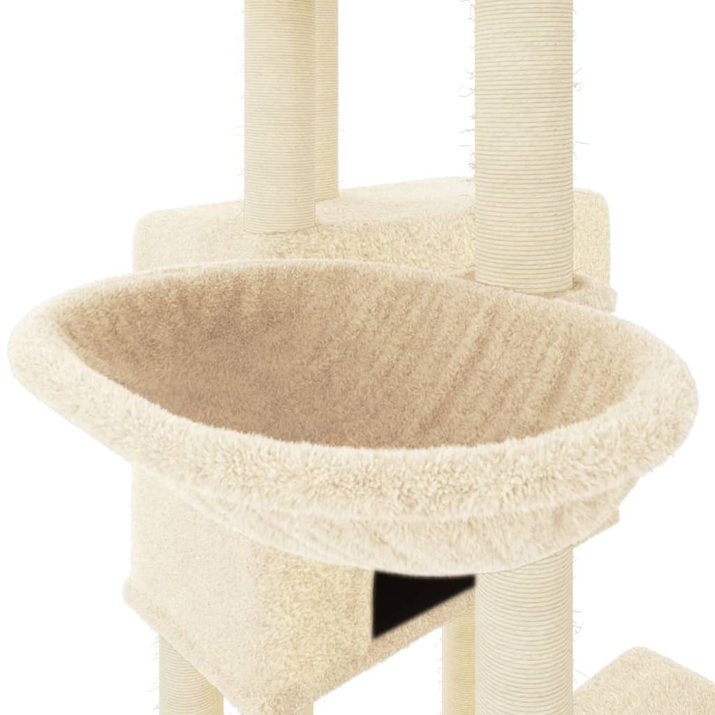 krémszínű macskakaparófa szizál kaparófákkal 122 cm