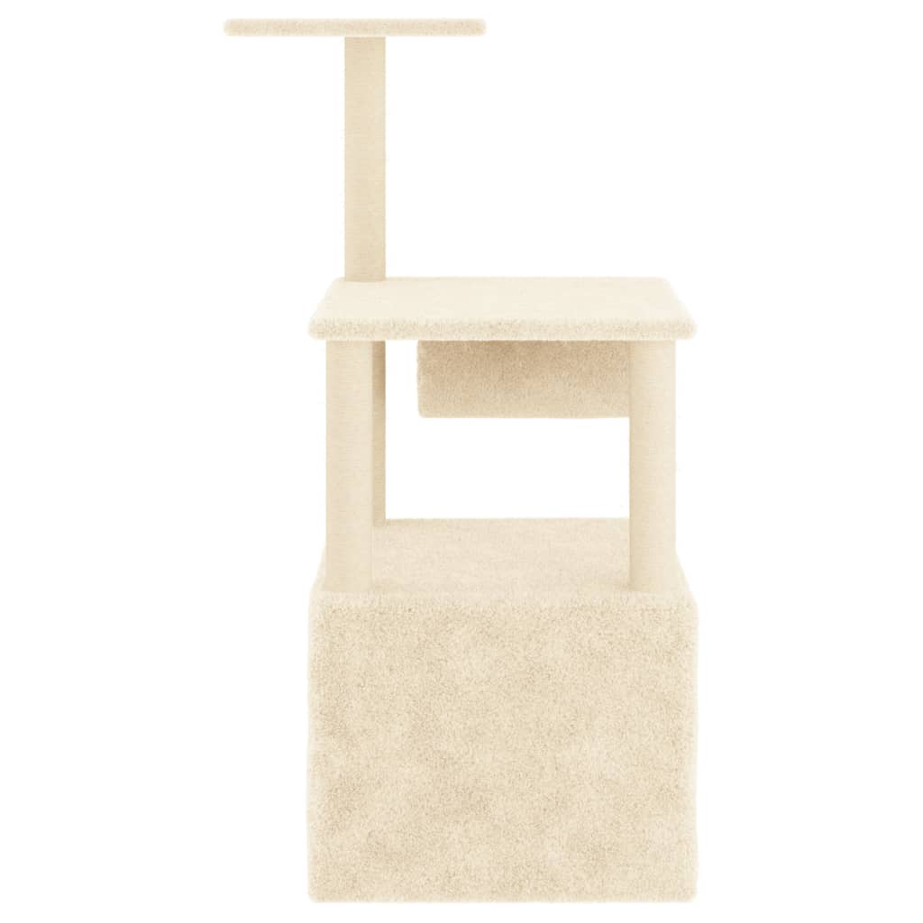 krémszínű macskabútor szizál kaparófákkal 109,5 cm