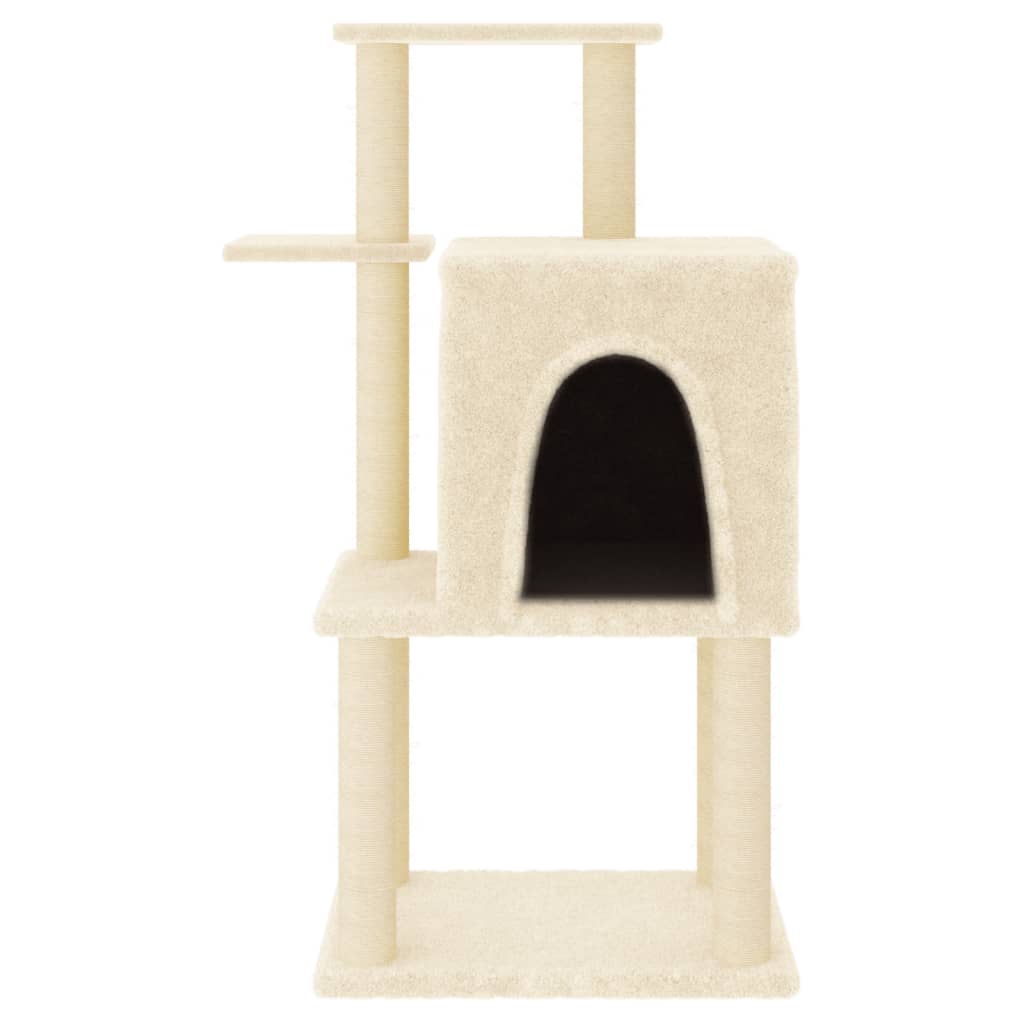 krémszínű macskabútor szizál kaparófákkal 97 cm