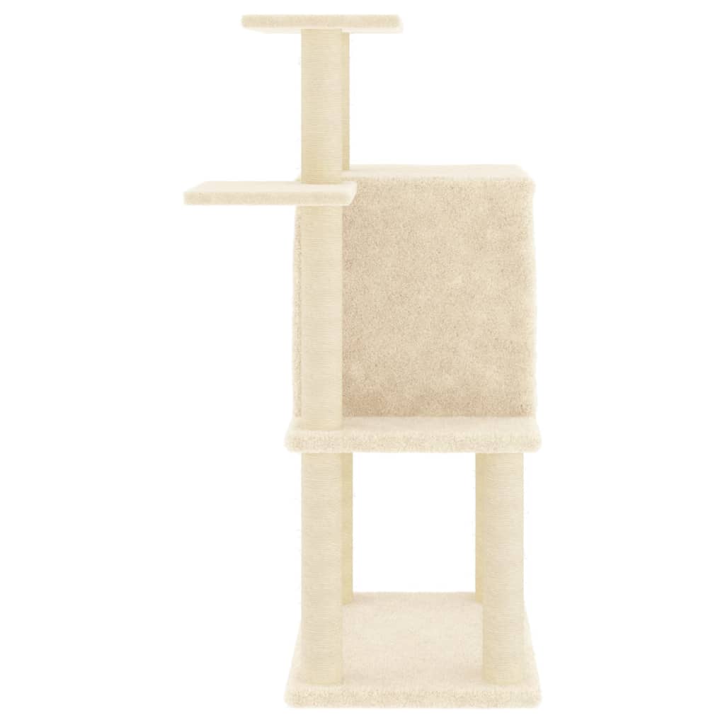 krémszínű macskabútor szizál kaparófákkal 97 cm