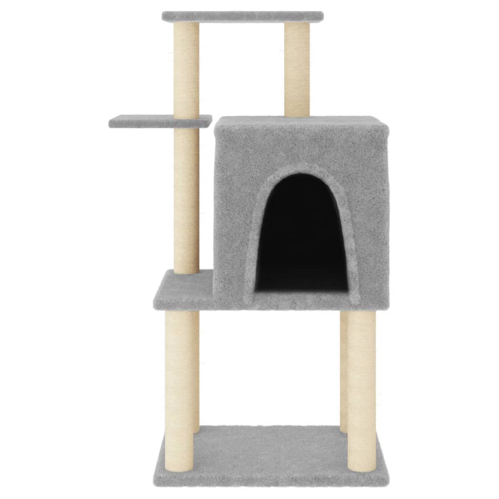 világosszürke macskabútor szizál kaparófákkal 97 cm
