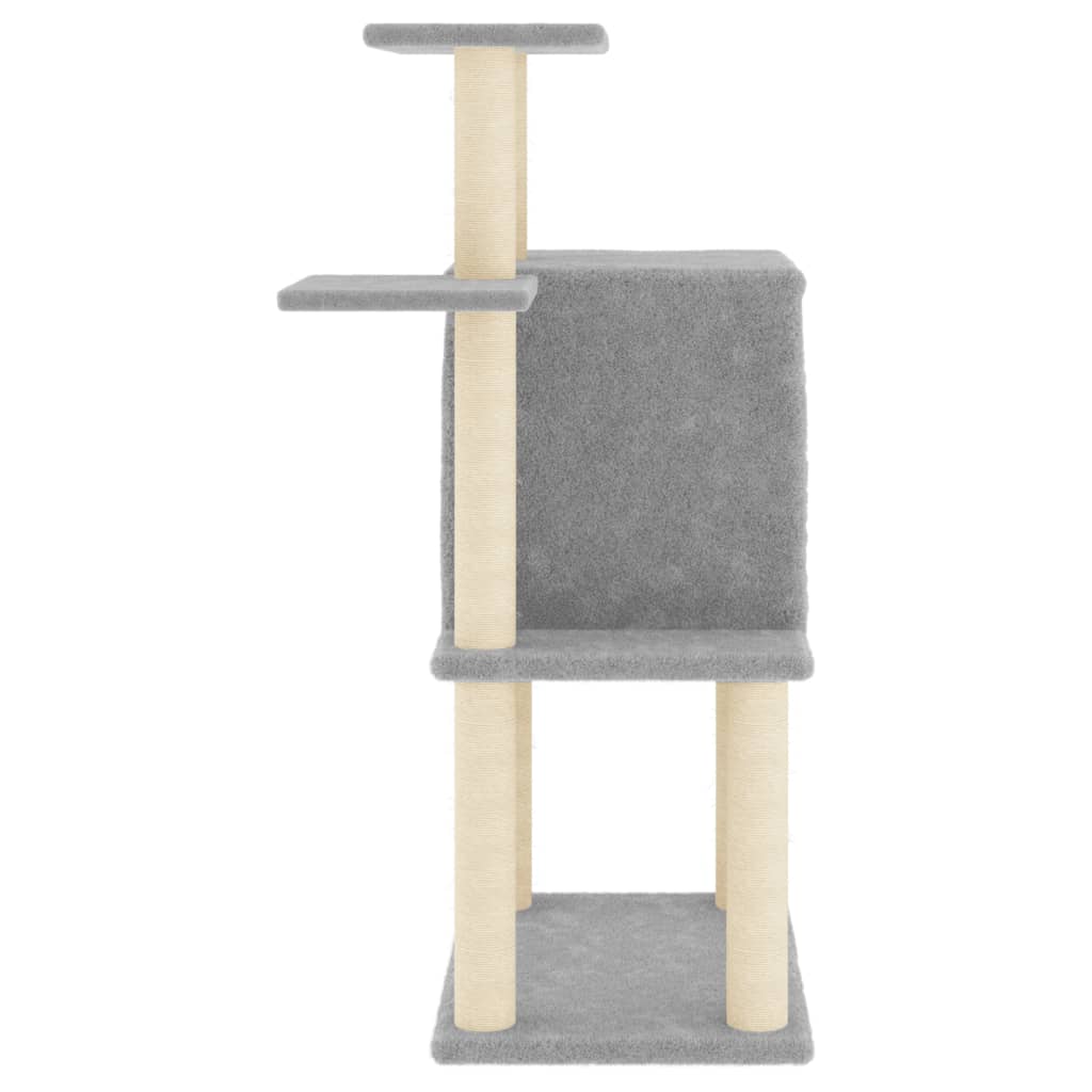 világosszürke macskabútor szizál kaparófákkal 97 cm