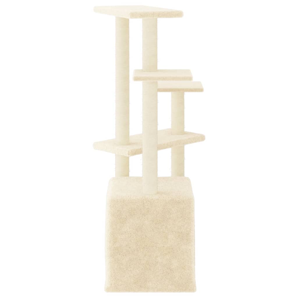 krémszínű macskabútor szizál kaparófákkal 107,5 cm