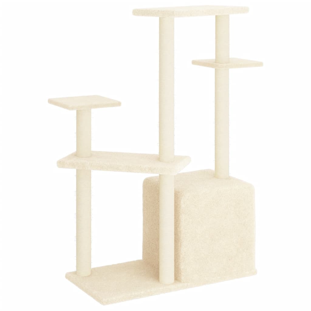 krémszínű macskabútor szizál kaparófákkal 107,5 cm