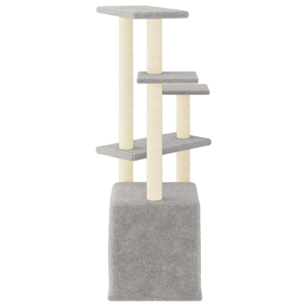 világosszürke macskabútor szizál kaparófákkal 107,5 cm