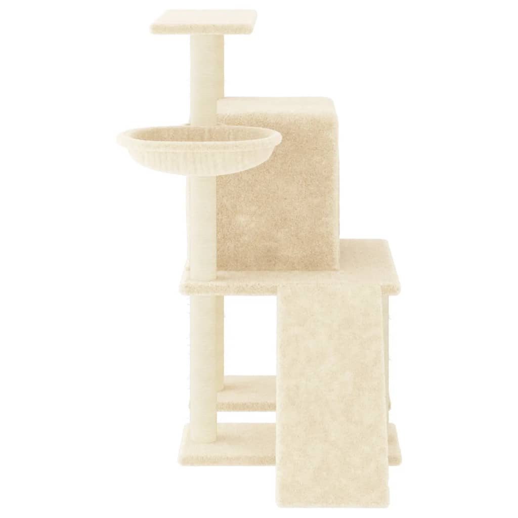 krémszínű macskabútor szizál kaparófákkal 96,5 cm