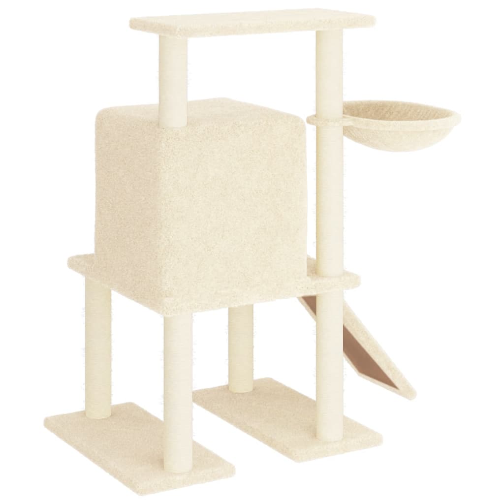 krémszínű macskabútor szizál kaparófákkal 96,5 cm