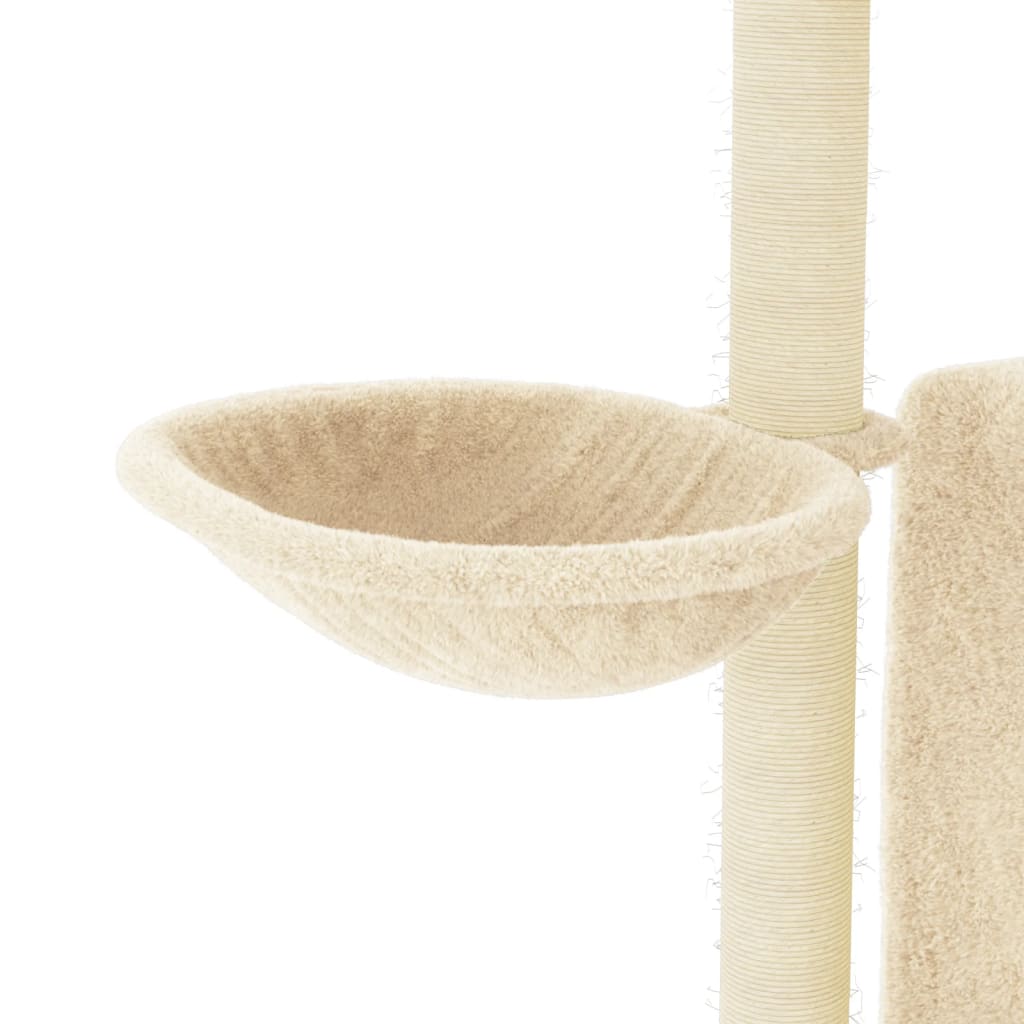 krémszínű macskabútor szizál kaparófákkal 96,5 cm