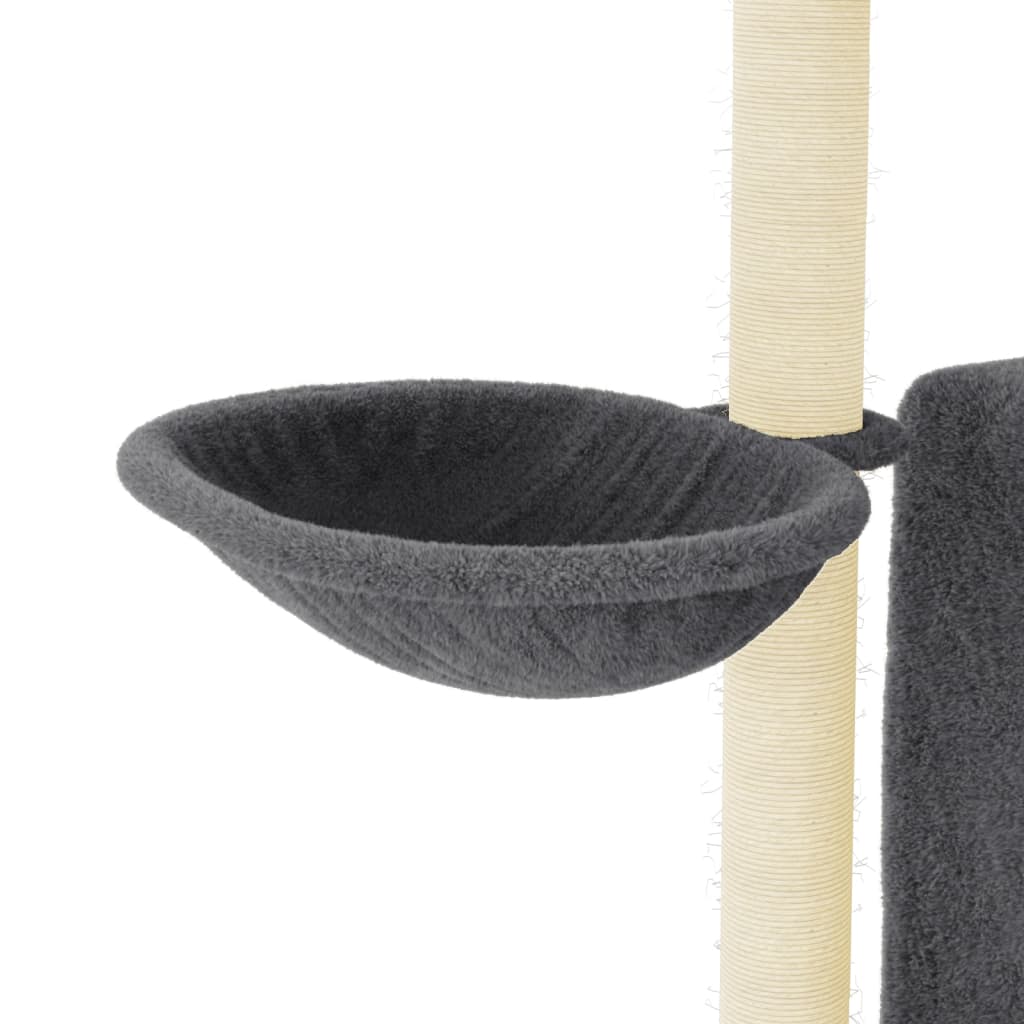 sötétszürke macskabútor szizál kaparófával 96,5 cm